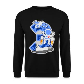 Astronaut 3. Geburtstagsparty Nummer 3 - 3 Jahre - Unisex Pullover - Schwarz - Vorne - Alina (178cm) & Michal (187cm)