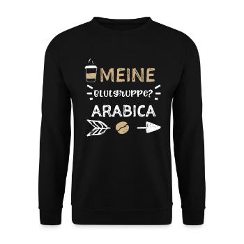 Meine Blutgruppe? Arabica - Coffee - Unisex Pullover - Schwarz - Vorne - Alina (178cm) & Michal (187cm)