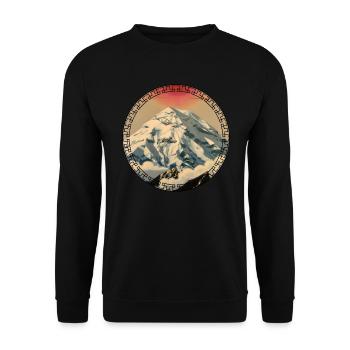 Mont Everest dans la montagne japonaise de style ukiyo-e - Sweat-shirt Unisexe - noir - Devant - Alina (178cm) & Michal (187cm)