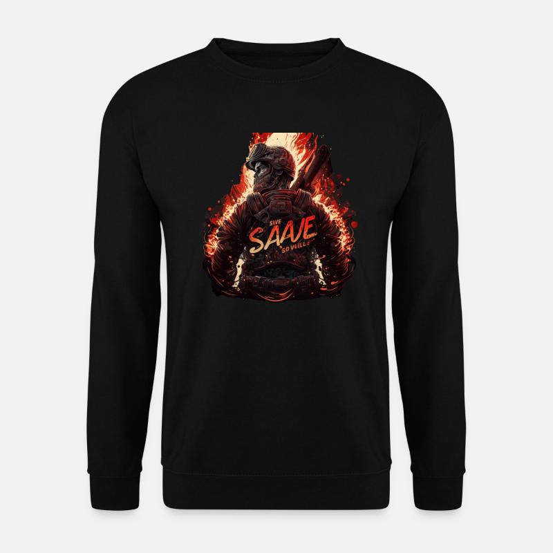 Einsatz bereit: Feuerwehrmann, dein Held ! - Unisex Pullover - Schwarz
