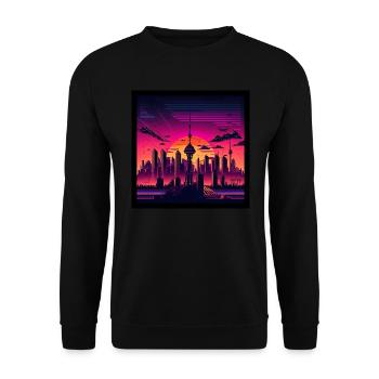 Skyline of Berlin in the evening light - Unisex Sweatshirt - black - Front - Alina (178cm) & Michal (187cm)