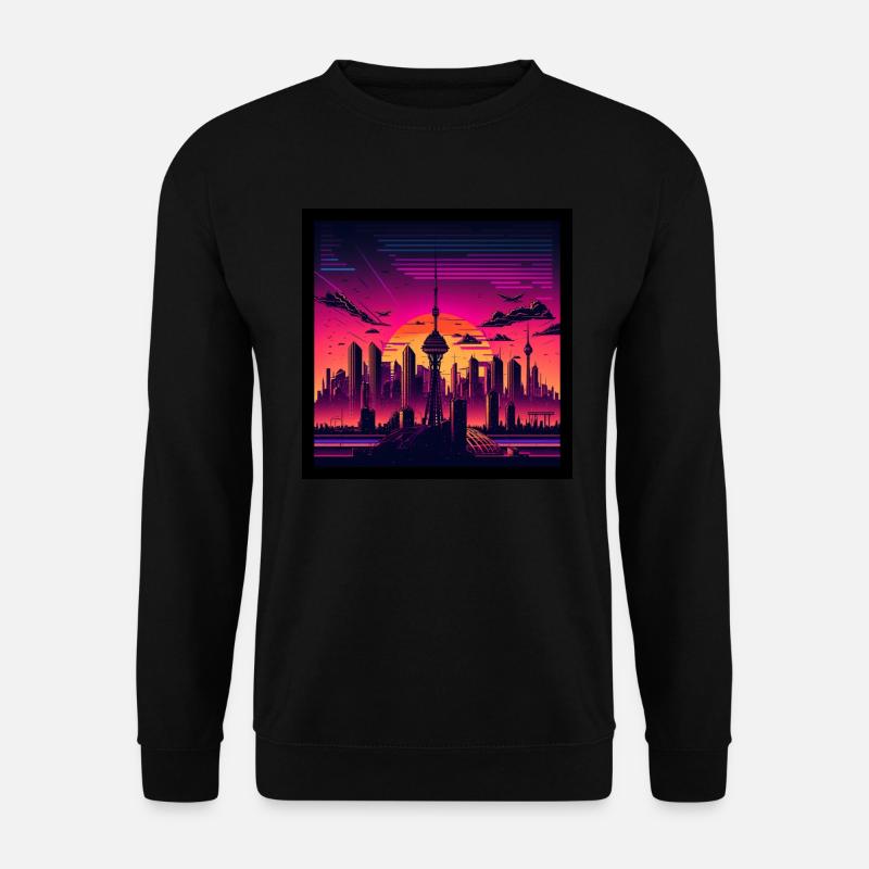Skyline von Berlin im Abendlicht - Unisex Pullover - Schwarz