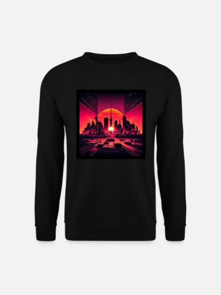 Skyline of Berlin in the evening light Vaporwave optics - Unisex Sweatshirt - black