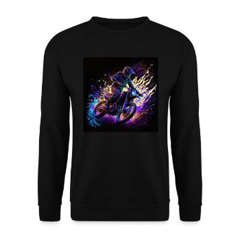cool motocrosser in black light style - Unisex Sweatshirt - black - Front - Alina (178cm) & Michal (187cm)