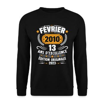 Cadeau D'anniversaire 13 Ans Février 2010 Vintage - Sweat-shirt Unisexe - noir - Devant - Alina (178cm) & Michal (187cm)