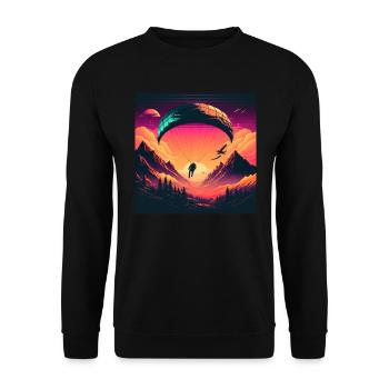 schönes und kreatives Paragliding Motiv vaporwave - Unisex Pullover - Schwarz - Vorne - Alina (178cm) & Michal (187cm)