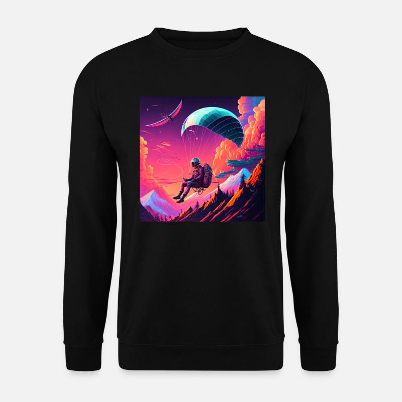 Paraglider im Synthwave Stil - Unisex Pullover - Schwarz