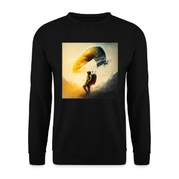 kreativer und cooler Paraglider, Sport der Lüfte - Unisex Pullover - Schwarz - Vorne - Alina (178cm) & Michal (187cm)