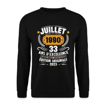 Vintage 1990 Juillet Cadeau D'anniversaire 33 Ans - Sweat-shirt Unisexe - noir - Devant - Alina (178cm) & Michal (187cm)