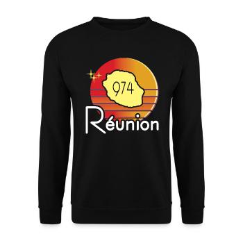 idee cadeau souvenir carte ile de la reunion 974 - Sweat-shirt Unisexe - noir - Devant - Alina (178cm) & Michal (187cm)