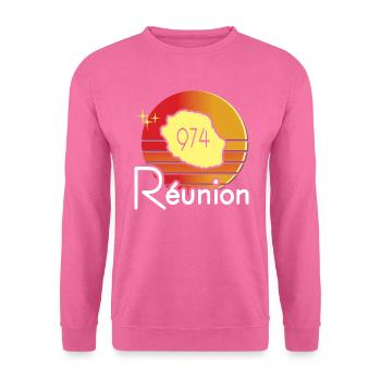 idee cadeau souvenir carte ile de la reunion 974 - Sweat-shirt Unisexe - rose - Devant