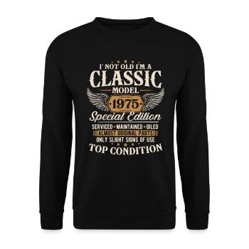 Cadeau d’anniversaire classique 1975 Vintage - Sweat-shirt Unisexe - noir - Devant - Alina (178cm) & Michal (187cm)