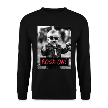 ROCK ON, BABY! Mit Bier & Brüllern aufs Festival! - Unisex Pullover - Schwarz - Vorne - Alina (178cm) & Michal (187cm)