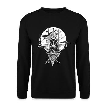 Kunst Frau Schaukel Tattoo Geschenk - Unisex Pullover - Schwarz - Vorne - Alina (178cm) & Michal (187cm)