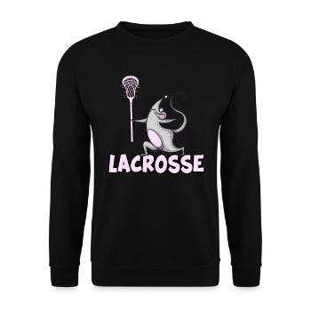 lacrosse lax lacrosse racket lacrosse mouse - Unisex Sweatshirt - black - Front - Alina (178cm) & Michal (187cm)