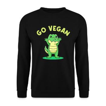 Alligator-Design für stolze Veganer - Unisex Pullover - Schwarz - Vorne - Alina (178cm) & Michal (187cm)