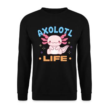 Axolotl Life Design für Axolotl-Liebhaber - Unisex Pullover - Schwarz - Vorne - Alina (178cm) & Michal (187cm)
