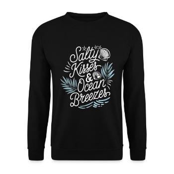 Salty Kisses | Strand & Ozeanliebhaber - Unisex Pullover - Schwarz - Vorne - Alina (178cm) & Michal (187cm)