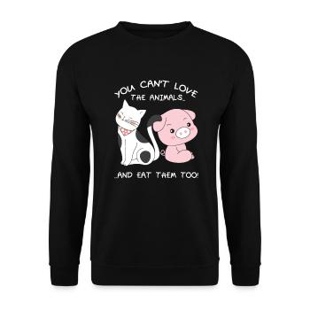 Vous ne pouvez pas aimer les animaux et les manger - Sweat-shirt Unisexe - noir - Devant - Alina (178cm) & Michal (187cm)