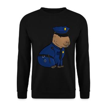 Policeman Capybara - Unisex Sweatshirt - black - Front - Alina (178cm) & Michal (187cm)