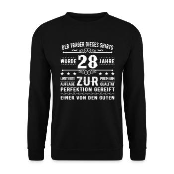 28 Years Gift Idea for 28 - Birthday - Unisex Sweatshirt - black - Front - Alina (178cm) & Michal (187cm)