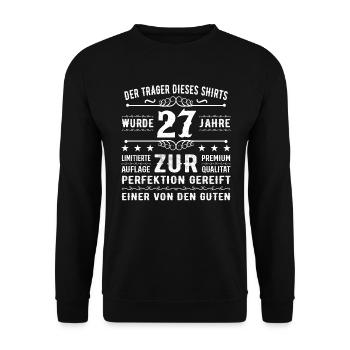 27 Years Gift Idea for 27 - Birthday - Unisex Sweatshirt - black - Front - Alina (178cm) & Michal (187cm)