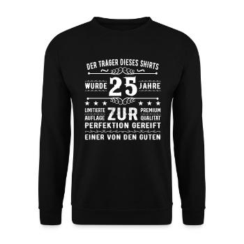 25 Jahre Geschenkidee zum 25 - Geburtstag - Unisex Pullover - Schwarz - Vorne - Alina (178cm) & Michal (187cm)