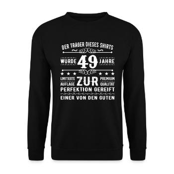 49 Years Gift Idea for 49 - Birthday - Unisex Sweatshirt - black - Front - Alina (178cm) & Michal (187cm)