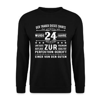 24 Jahre Geschenkidee zum 24 - Geburtstag - Unisex Pullover - Schwarz - Vorne - Alina (178cm) & Michal (187cm)