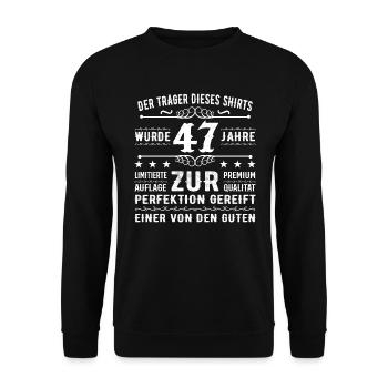 47 Years Gift Idea for 47 - Birthday - Unisex Sweatshirt - black - Front - Alina (178cm) & Michal (187cm)
