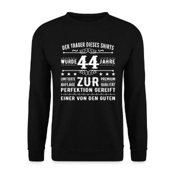 44 Years Gift Idea for 44 - Birthday - Unisex Sweatshirt - black - Front - Alina (178cm) & Michal (187cm)
