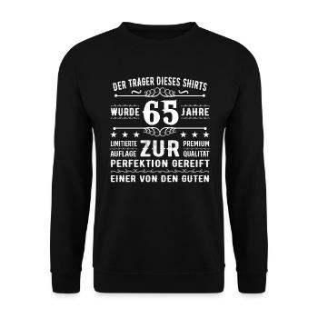65 Years Gift Idea for 65 - Birthday - Unisex Sweatshirt - black - Front - Alina (178cm) & Michal (187cm)