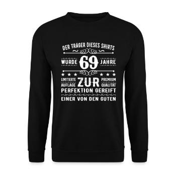 69 Years Gift Idea for 69 - Birthday - Unisex Sweatshirt - black - Front - Alina (178cm) & Michal (187cm)