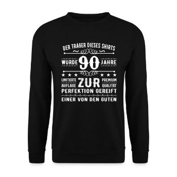 90 Years Gift Idea for 90 - Birthday - Unisex Sweatshirt - black - Front - Alina (178cm) & Michal (187cm)