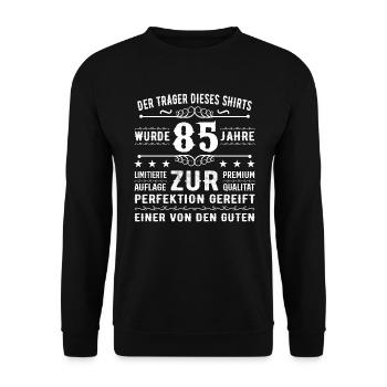 85 Years Gift Idea for 85 - Birthday - Unisex Sweatshirt - black - Front - Alina (178cm) & Michal (187cm)
