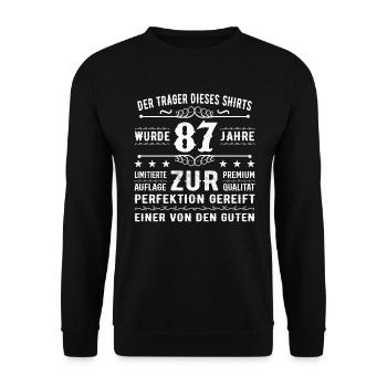 87 Years Gift Idea for 87 - Birthday - Unisex Sweatshirt - black - Front - Alina (178cm) & Michal (187cm)