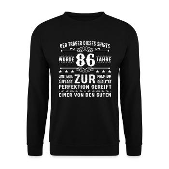 86 Years Gift Idea for 86 - Birthday - Unisex Sweatshirt - black - Front - Alina (178cm) & Michal (187cm)