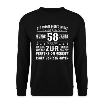 58 Years Gift Idea for 58 - Birthday - Unisex Sweatshirt - black - Front - Alina (178cm) & Michal (187cm)
