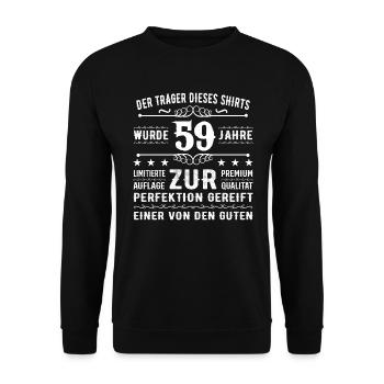 59 Years Gift Idea for 59 - Birthday - Unisex Sweatshirt - black - Front - Alina (178cm) & Michal (187cm)