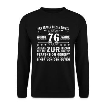 76 Years Gift Idea for 76 - Birthday - Unisex Sweatshirt - black - Front - Alina (178cm) & Michal (187cm)