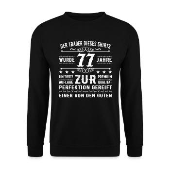Idée cadeau 77 ans pour 77 ans - Anniversaire - Sweat-shirt Unisexe - noir - Devant - Alina (178cm) & Michal (187cm)