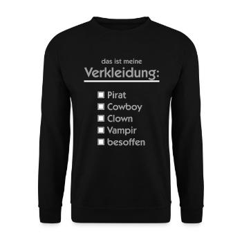 Mein Verkeidungs Shirt - Pirat Cowboy Clown Vampir - Unisex Pullover - Schwarz - Vorne - Alina (178cm) & Michal (187cm)