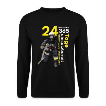 Feuerwehr - Rund um die Uhr einsatzbereit! - Unisex Pullover - Schwarz - Vorne - Alina (178cm) & Michal (187cm)