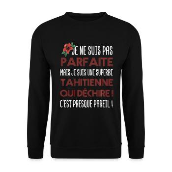 Pas parfaite mais tahitienne | cadeau femme Tahiti - Sweat-shirt Unisexe - noir - Devant - Alina (178cm) & Michal (187cm)
