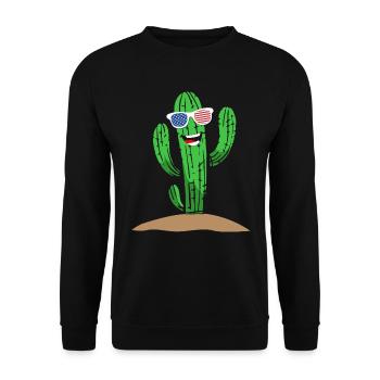 Trendige Kaktus USA Kunst-T-Shirts - Unisex Pullover - Schwarz - Vorne - Alina (178cm) & Michal (187cm)