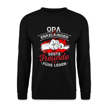 Opa Opi Großvater Enkelkinder Freunde - Unisex Pullover - Schwarz - Vorne - Alina (178cm) & Michal (187cm)