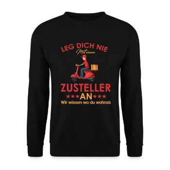 Zusteller shirt Lieferant shirt Zusteller Geschenk - Unisex Pullover - Schwarz - Vorne - Alina (178cm) & Michal (187cm)