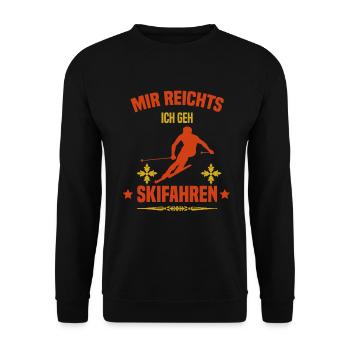 Skifahren Shirt Skifahrer Geschenk - Unisex Pullover - Schwarz - Vorne - Alina (178cm) & Michal (187cm)