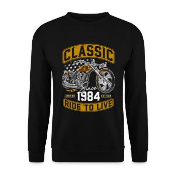 1984 Vintage Moto Motard Motard - Sweat-shirt Unisexe - noir - Devant - Alina (178cm) & Michal (187cm)