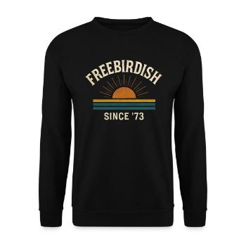 Rock Musik Geschenkidee Freebirdish Since '73 - Unisex Pullover - Schwarz - Vorne - Alina (178cm) & Michal (187cm)
